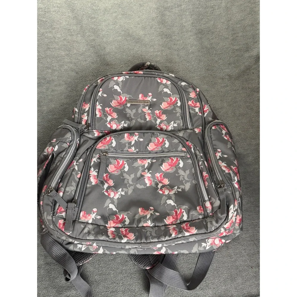 Bananafish Studio Gray Floral Diaper Bag Backpack Insulated Pocket RN 121332